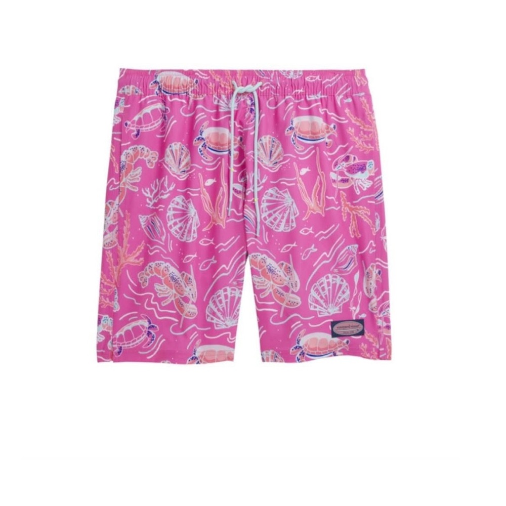 Vineyard Vines Pink Athletic Shorts with Marine Print